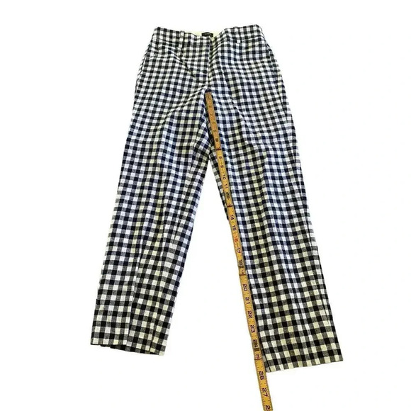 J. Crew Women's Black & White Slim Leg Plaid Print Pull-On Stretch Pants Size 00 - Picture 2 of 7